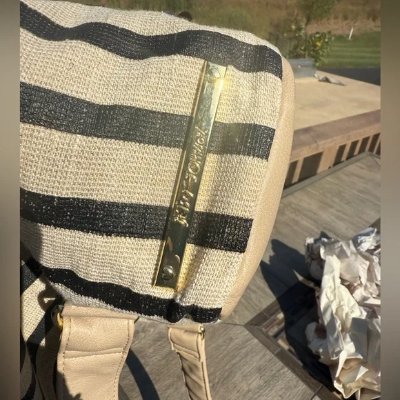 EUC! Betsey Johnson Vintage Striped Sparkle Backpack with  display picture 2